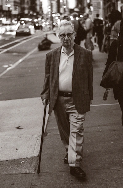 man holding cane