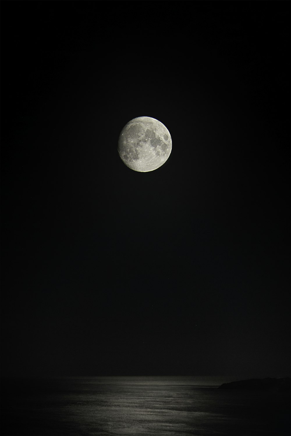 gray full moon over the sea