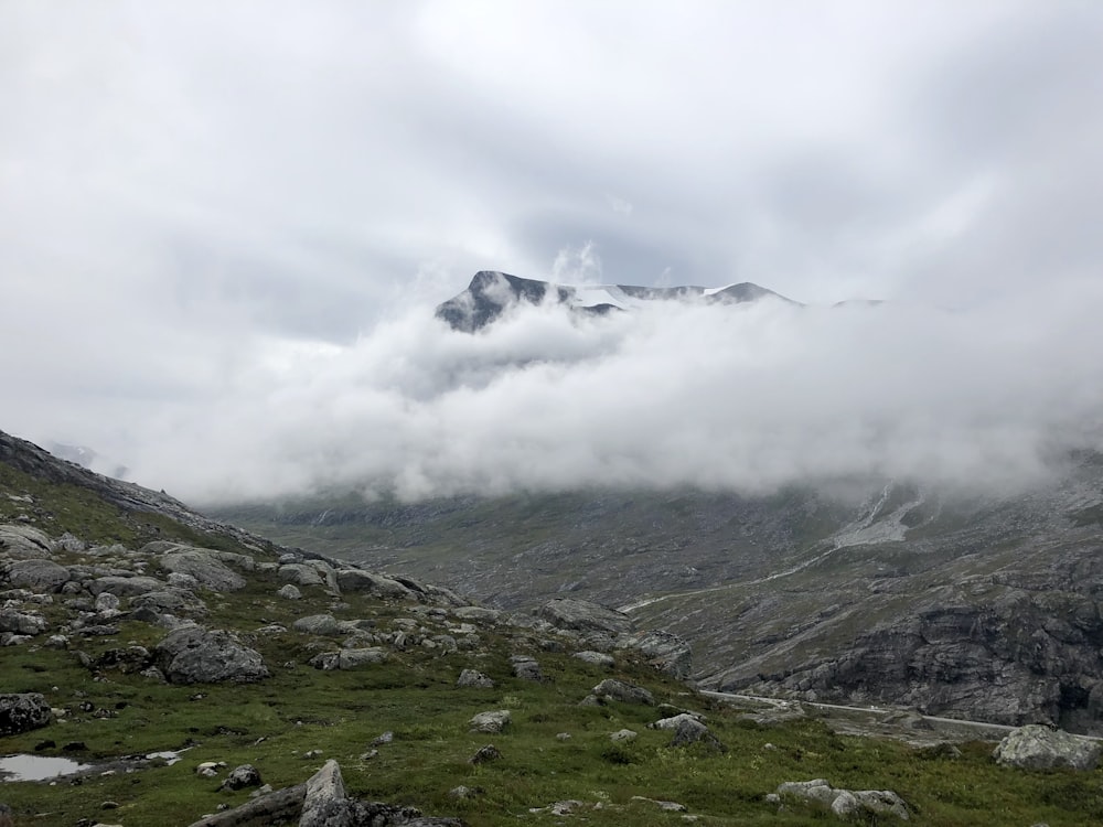 foggy gray mountain