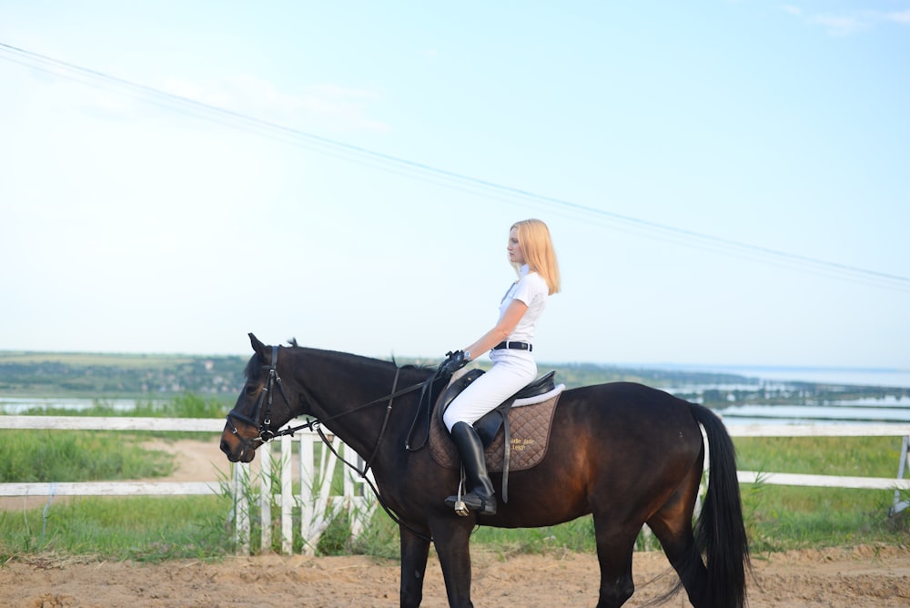 woman riding horse during daytime