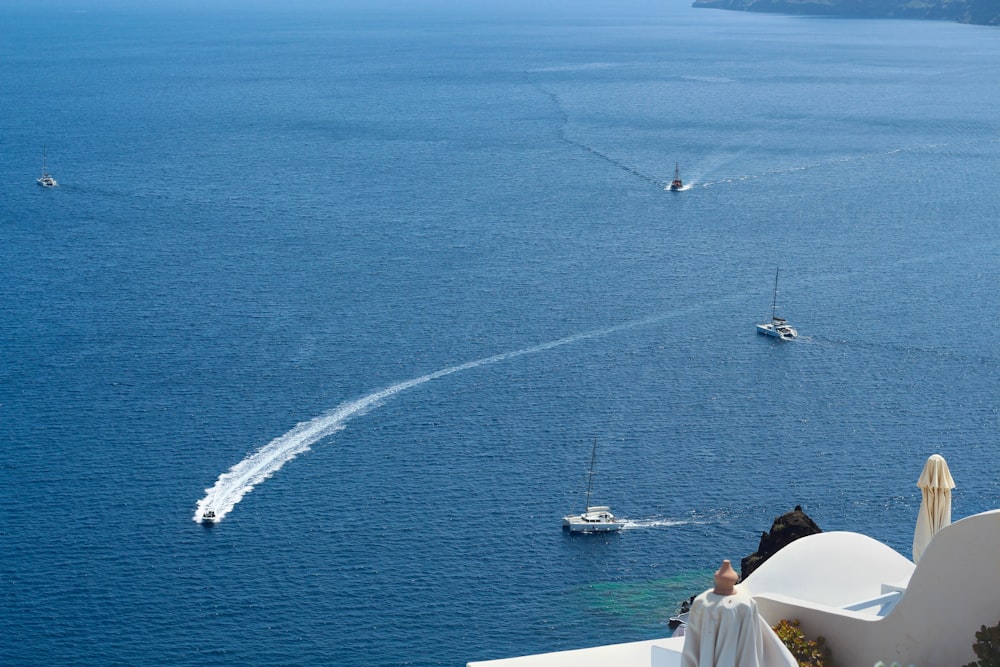 several boats on sea