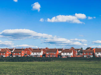 houses beside grass field