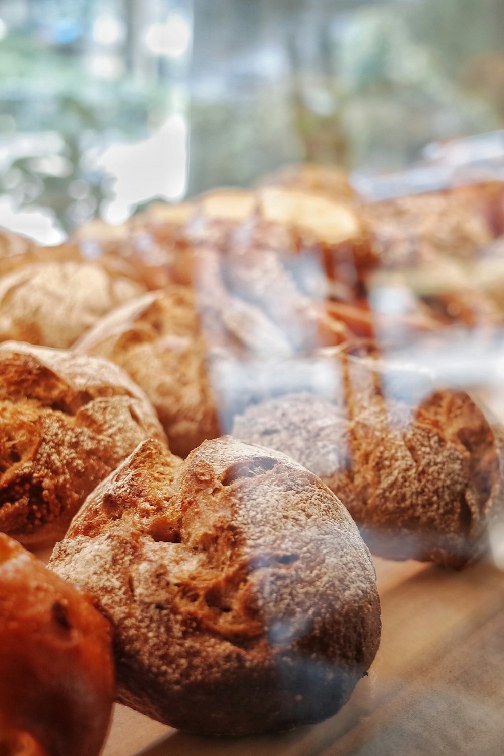 close-up of breads
