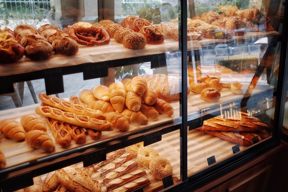 breads in display shelf