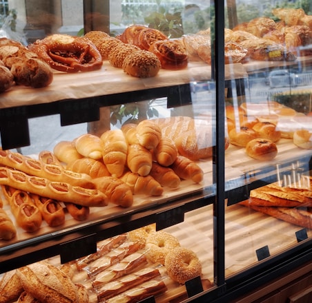 breads in display shelf