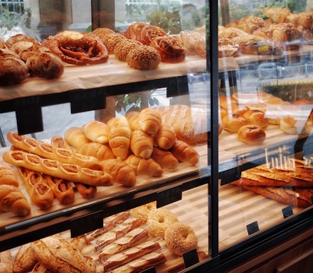 breads in display shelf