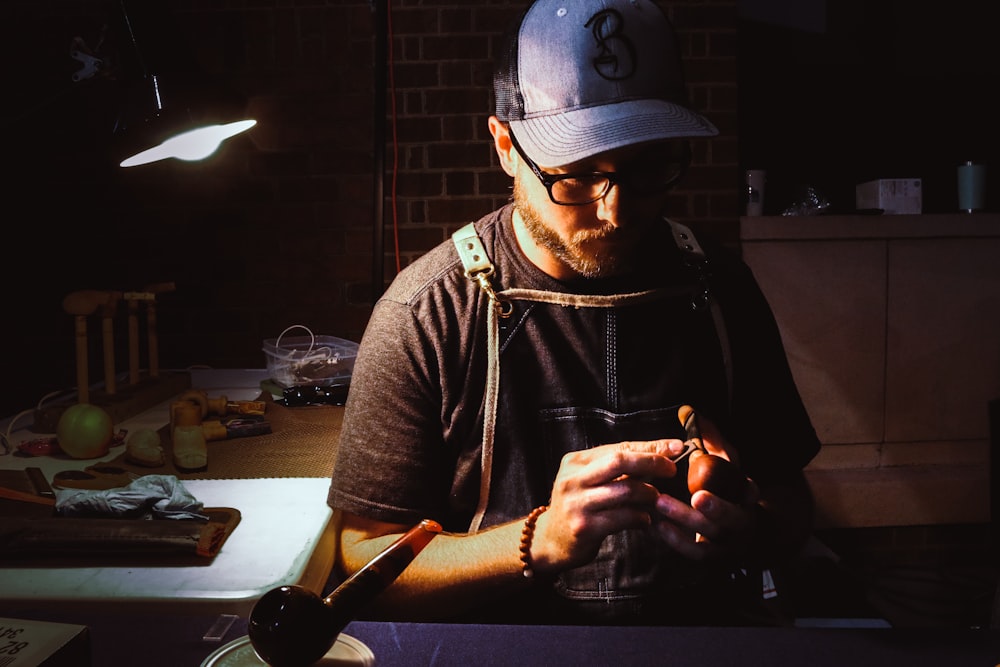 man holding precision tool