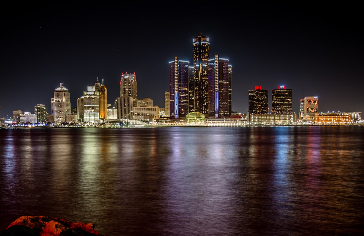 Windsor–Detroit skyline across the river