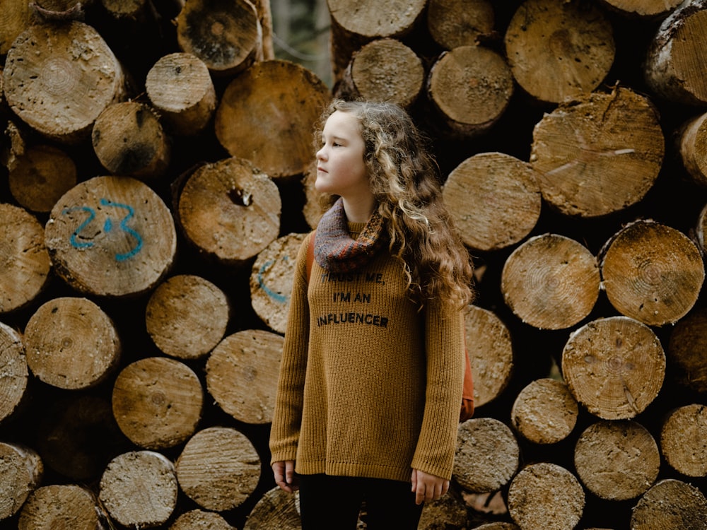 girl wearing brown knitted sweater