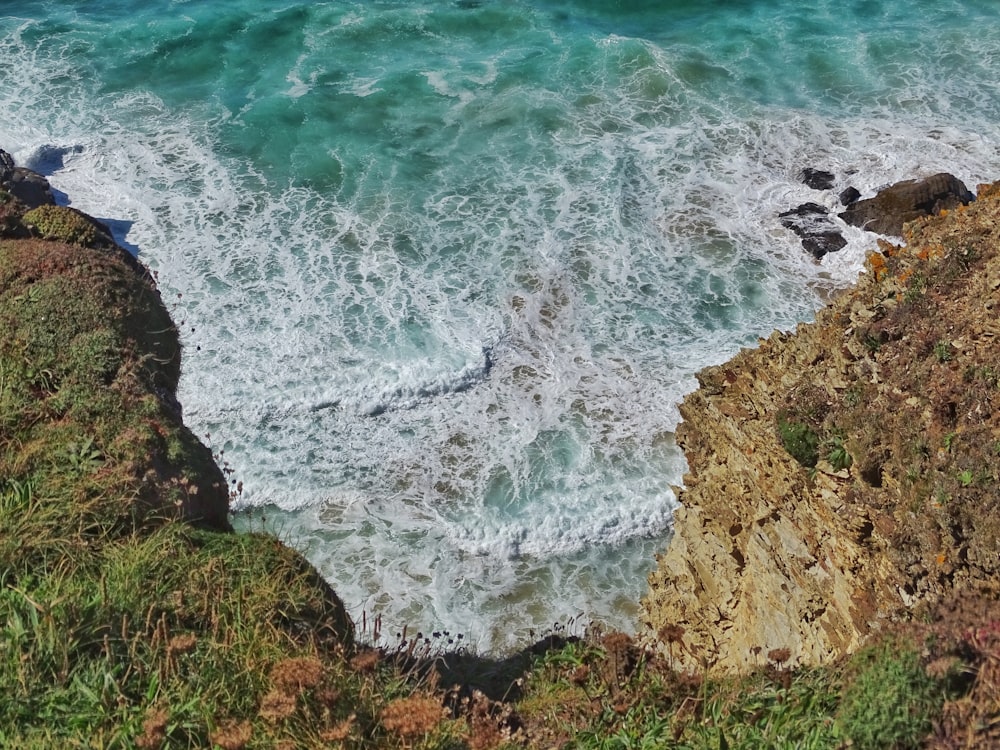 high-angle photography of seashore