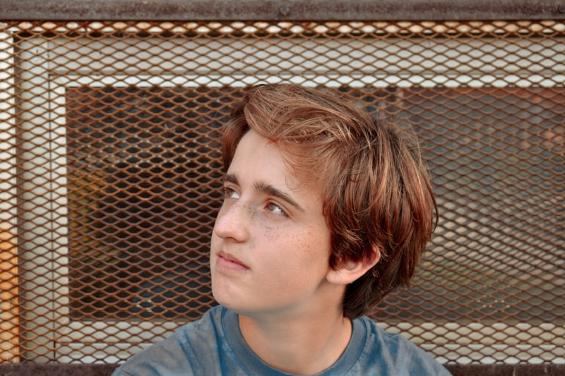 Blue crew-neck casual style