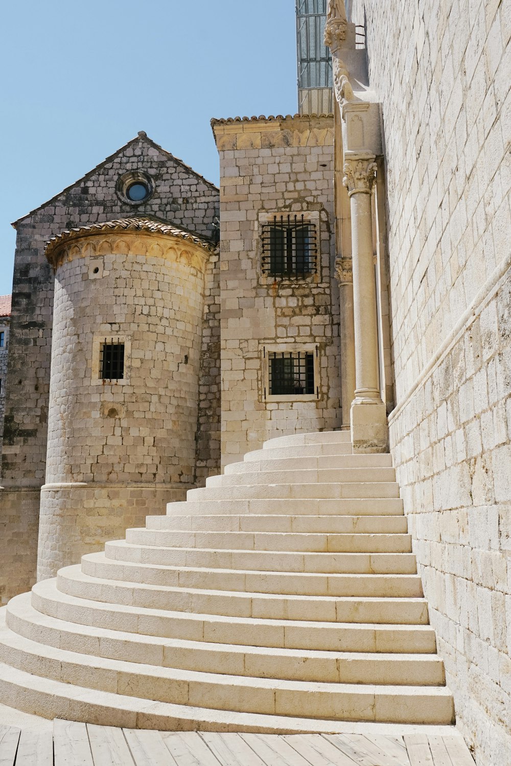 white brick building