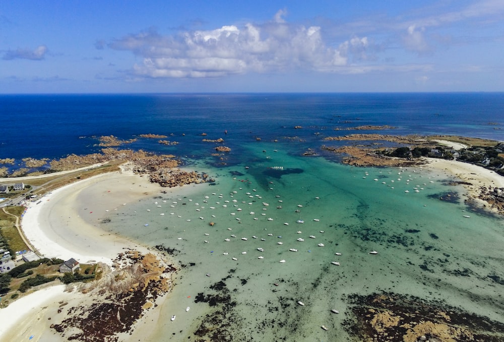 aerial photography of blue sea under blue and white skies during daytime