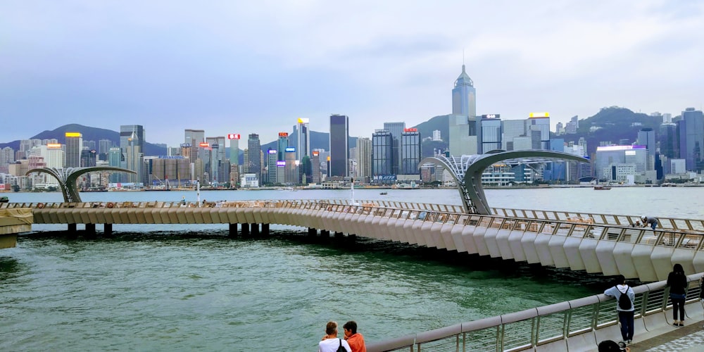 people near bridge