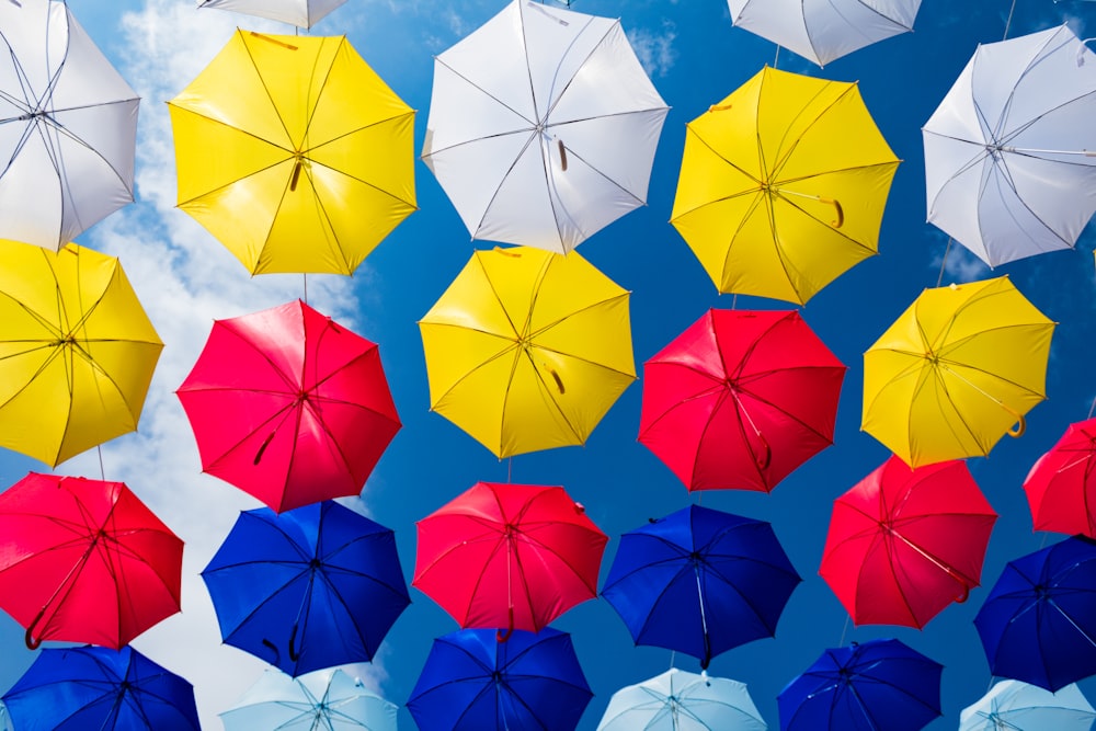 assorted-color umbrellas at daytime