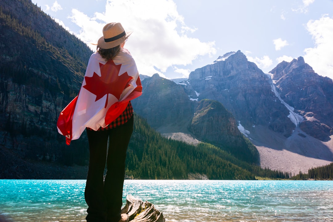 woman wears Canada flag