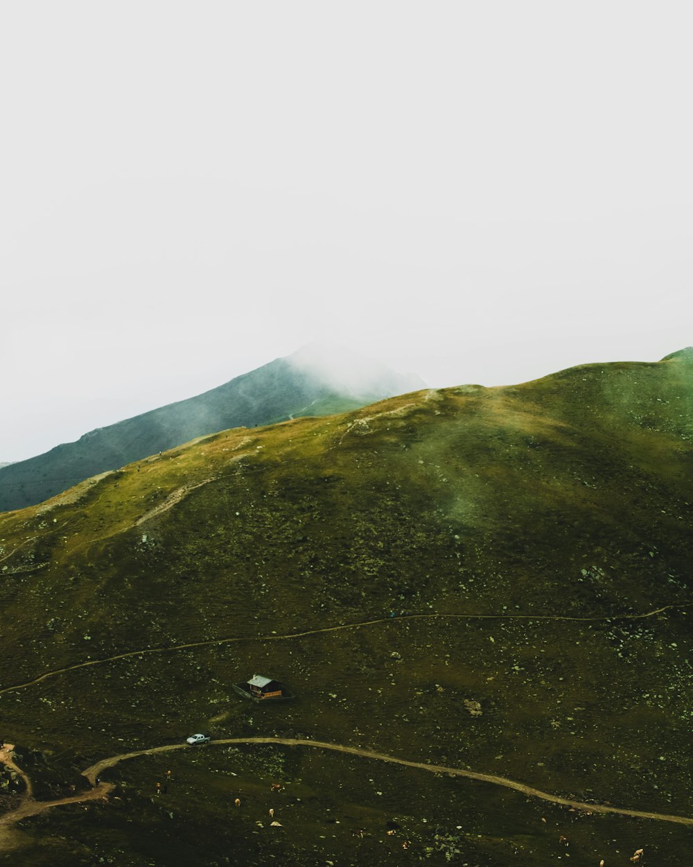 green covered mountain under white sky