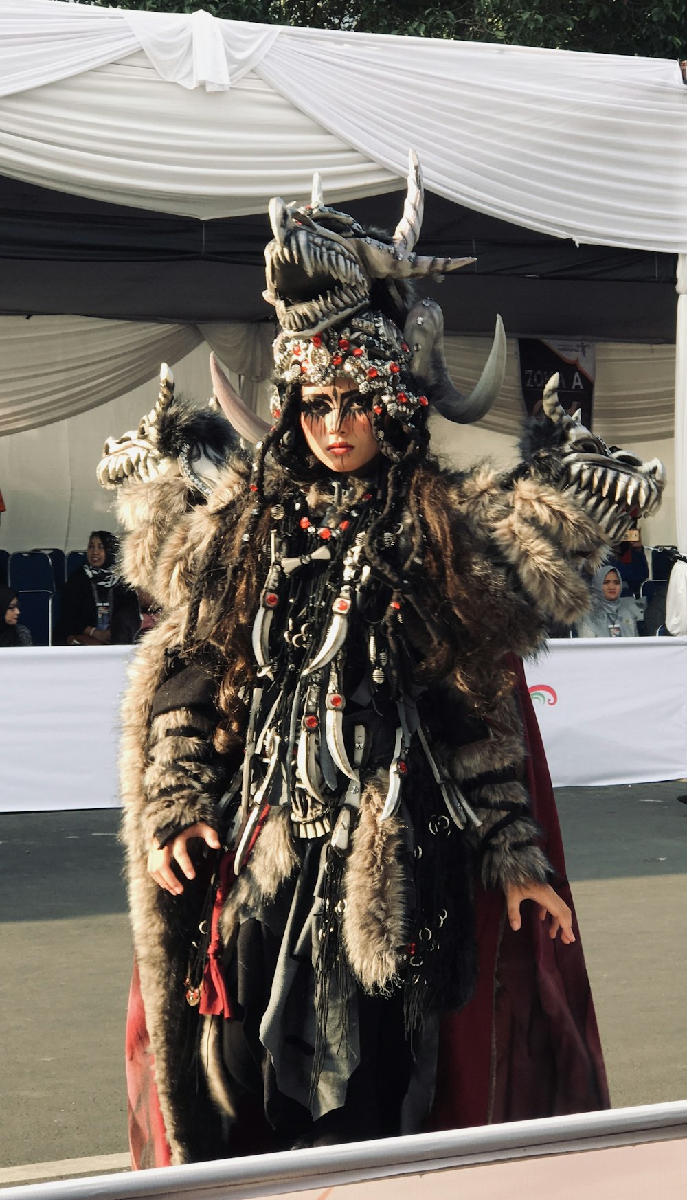 person wearing viking costume