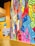 A vibrant wall mural showcasing a dynamic design in a modern office setting.