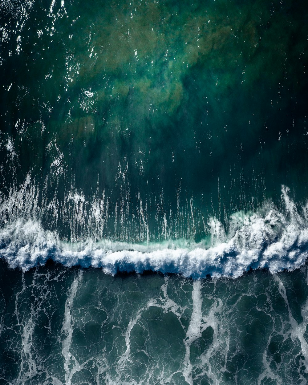 aerial view of sea waves