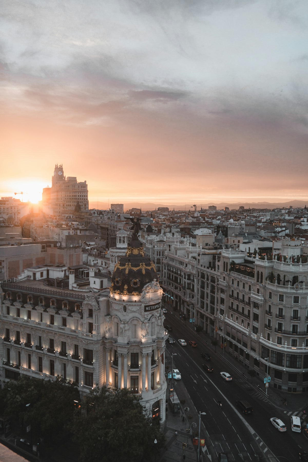 Madrid May — warm evening light over the city during fiesta season
