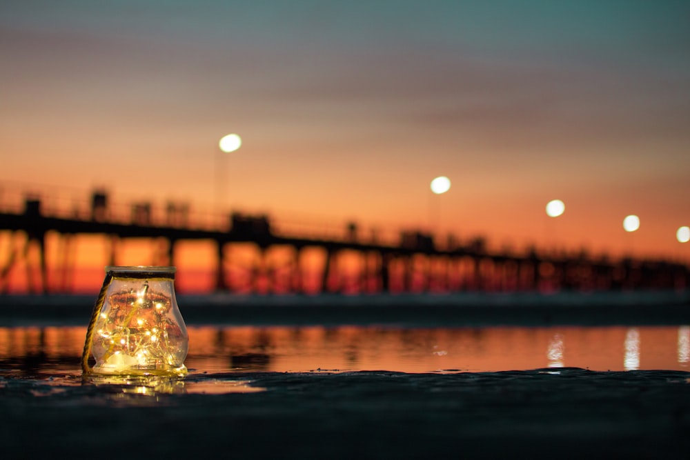 bottle near water