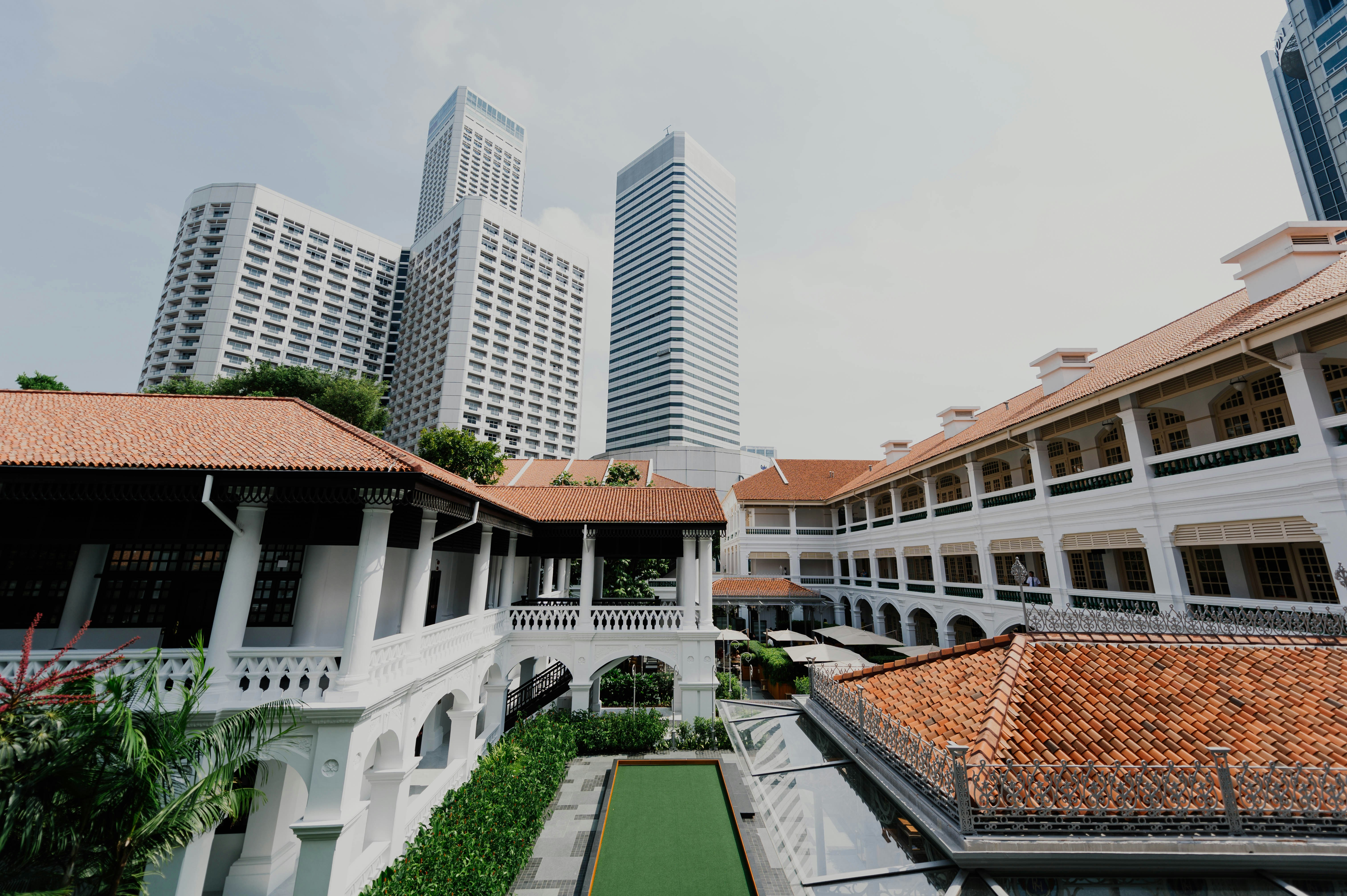 white and orange concrete buildings
