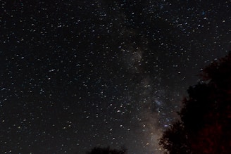 A stunning view of a starry night sky over a tranquil landscape.