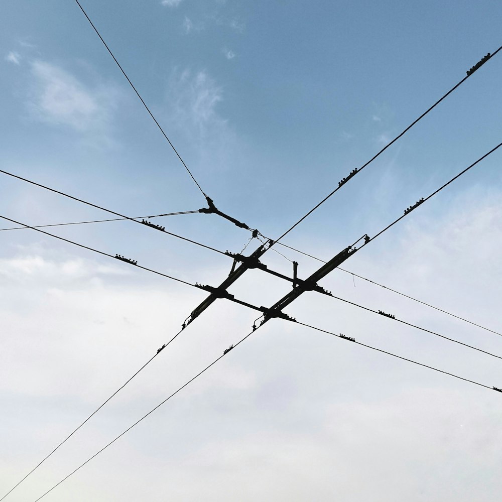 a power line with a sky background