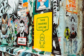 take sharing offline sticker on wall