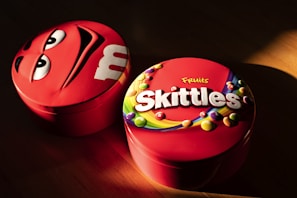 Skittles fruits can on floor