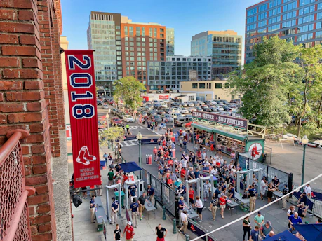 A vibrant sports event banner showcasing a company’s logo prominently displayed.