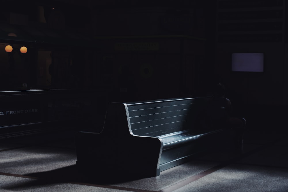 black wooden church pew