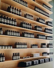 brown wooden shelf
