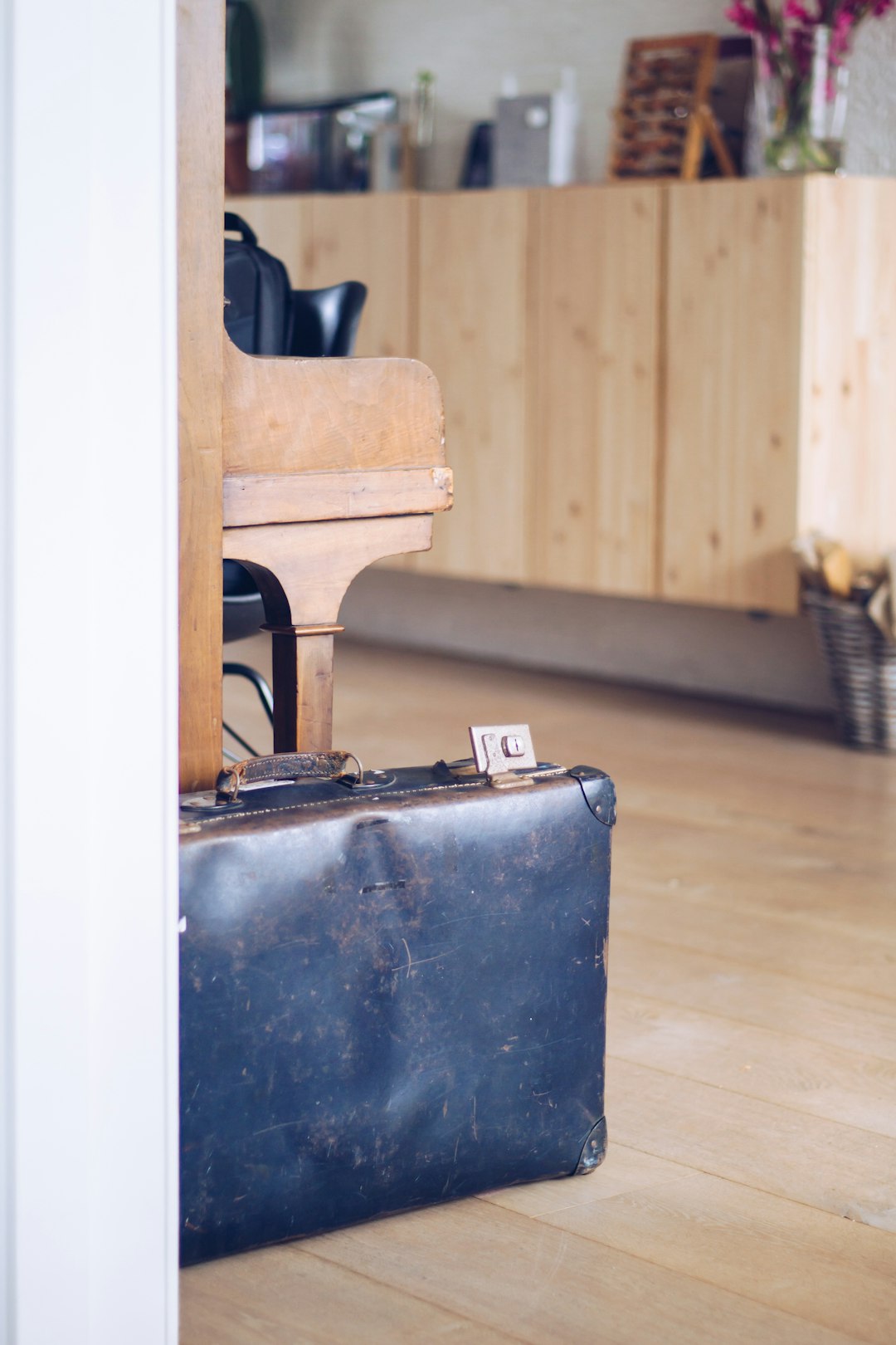 blue leather briefcase