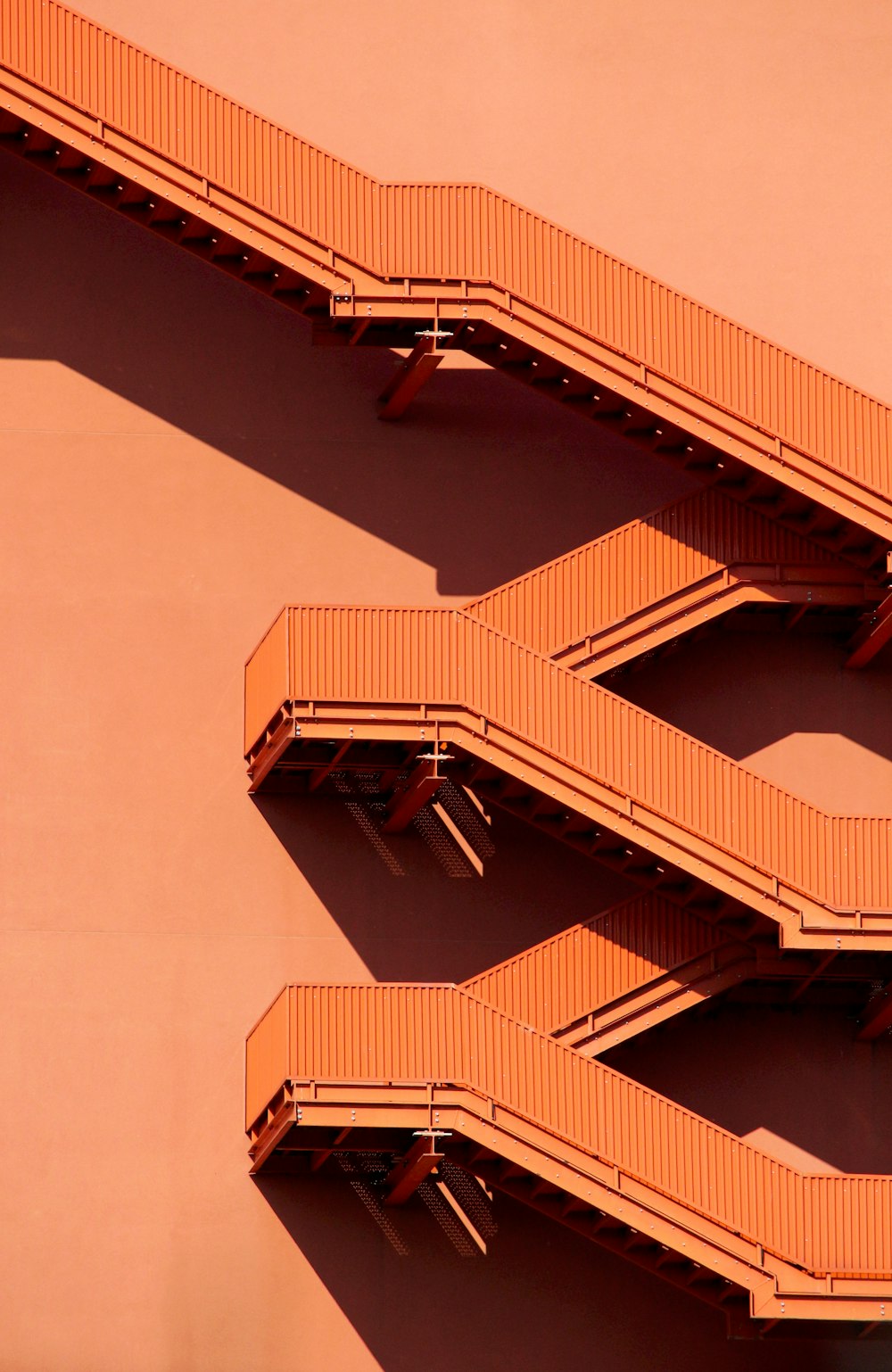 brown metal framed stairs