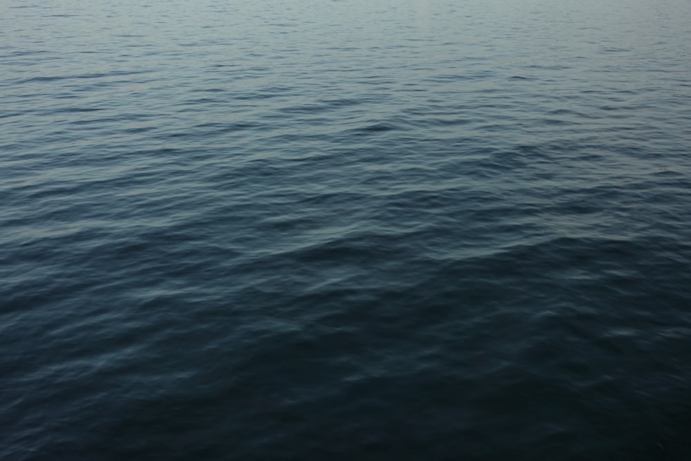 a large body of water with a boat in the distance