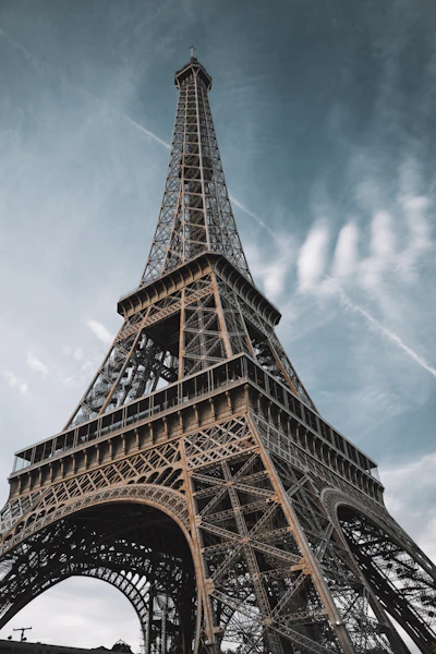 Close-up of the Eiffel Tower ironwork