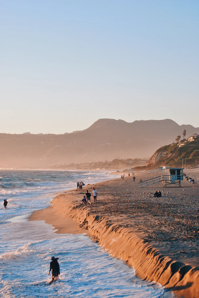 Malibu coastline at golden hour, California
