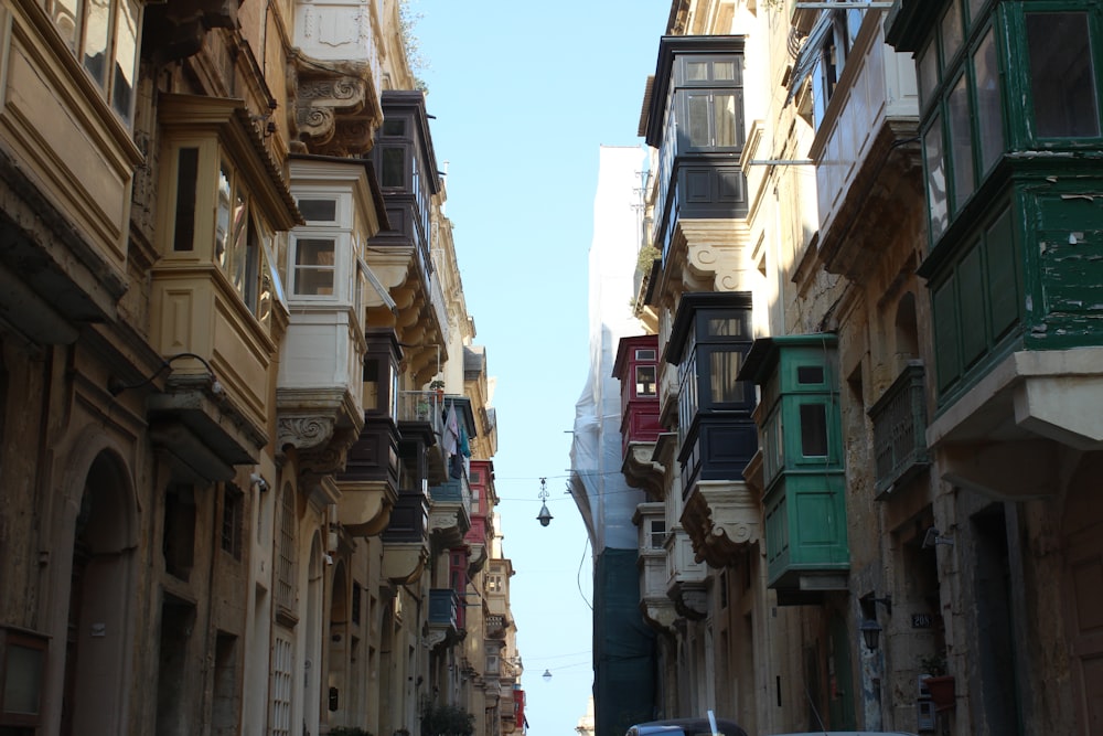 architectural photo of brown and green buildings