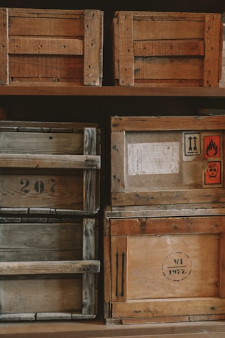 brown wooden crates