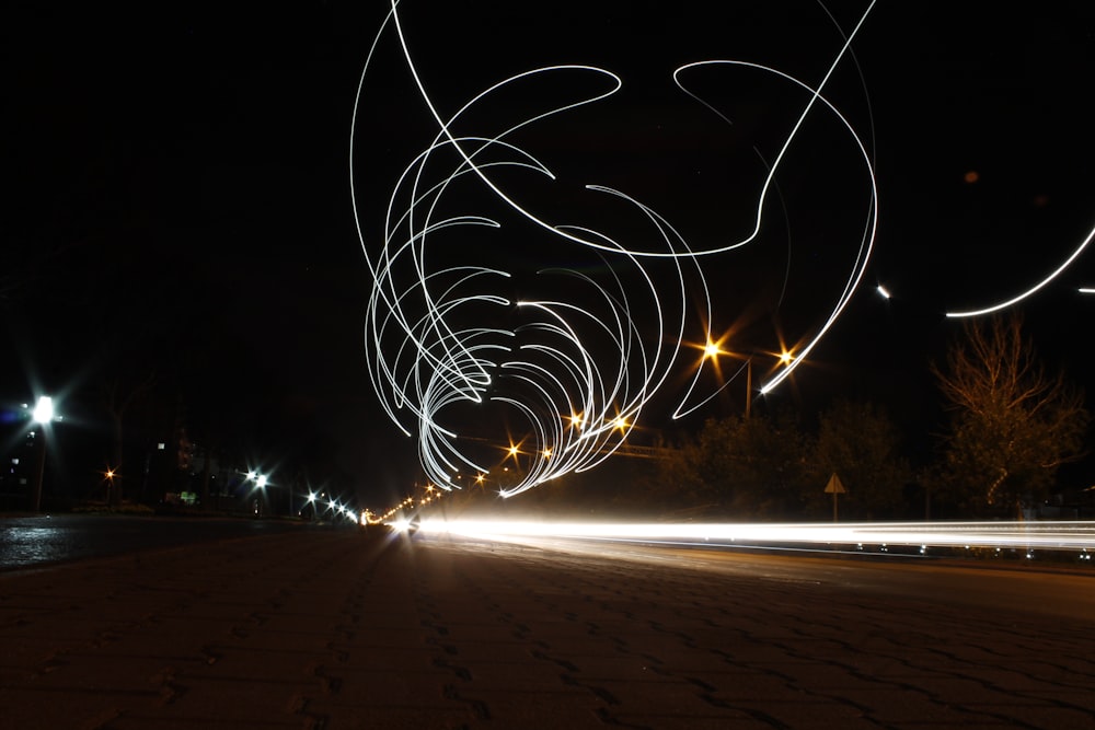 time lapse photography of street during nighttime