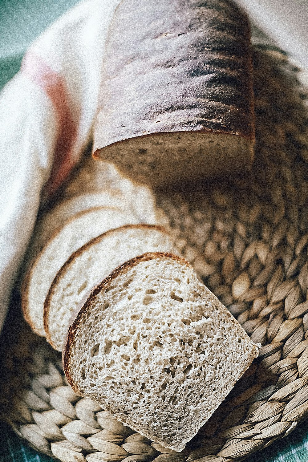 sliced bread on brown panel