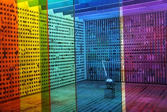 a room with a lot of different colored walls