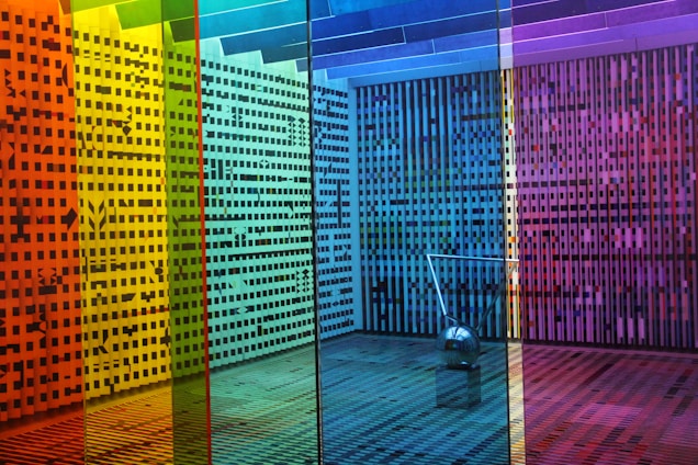 a room with a lot of different colored walls
