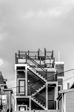 grayscale photography of concrete building