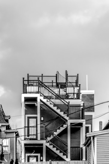 grayscale photography of concrete building