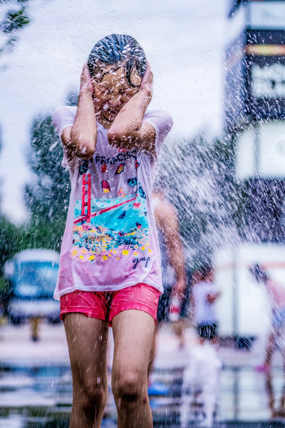 woman soaked by waters