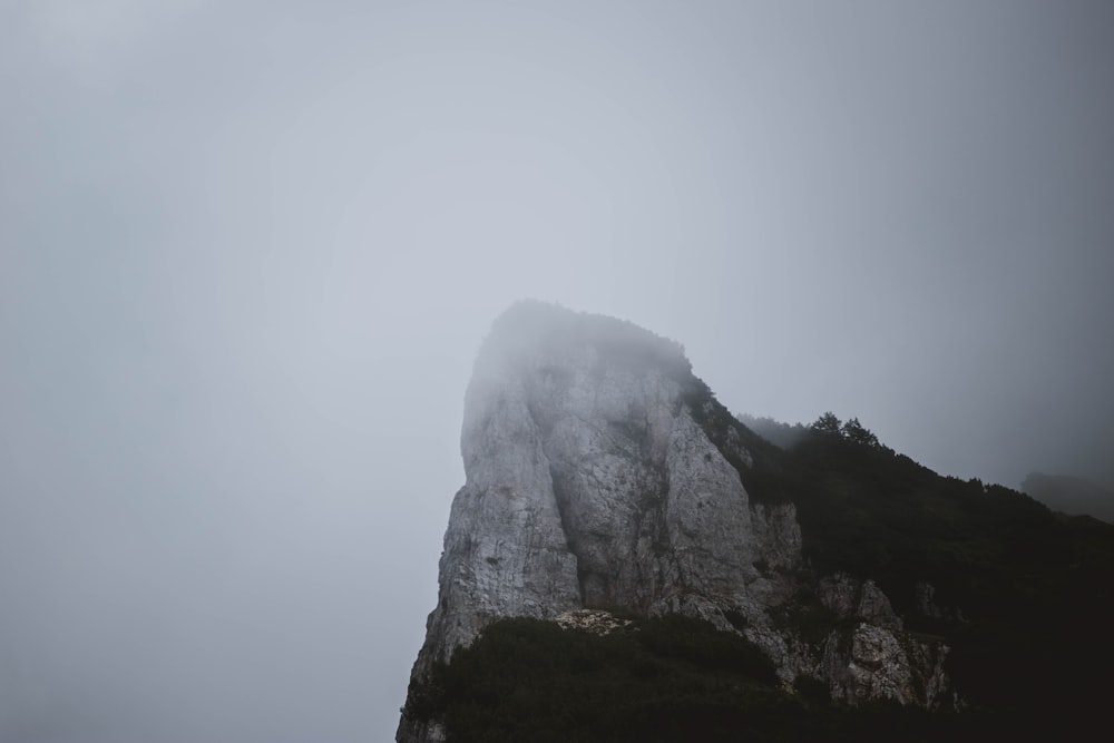 mountain on grayscale photograpy