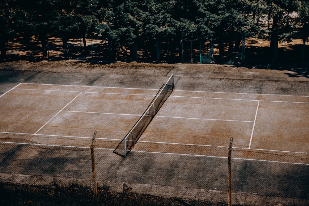 tennis court near trees